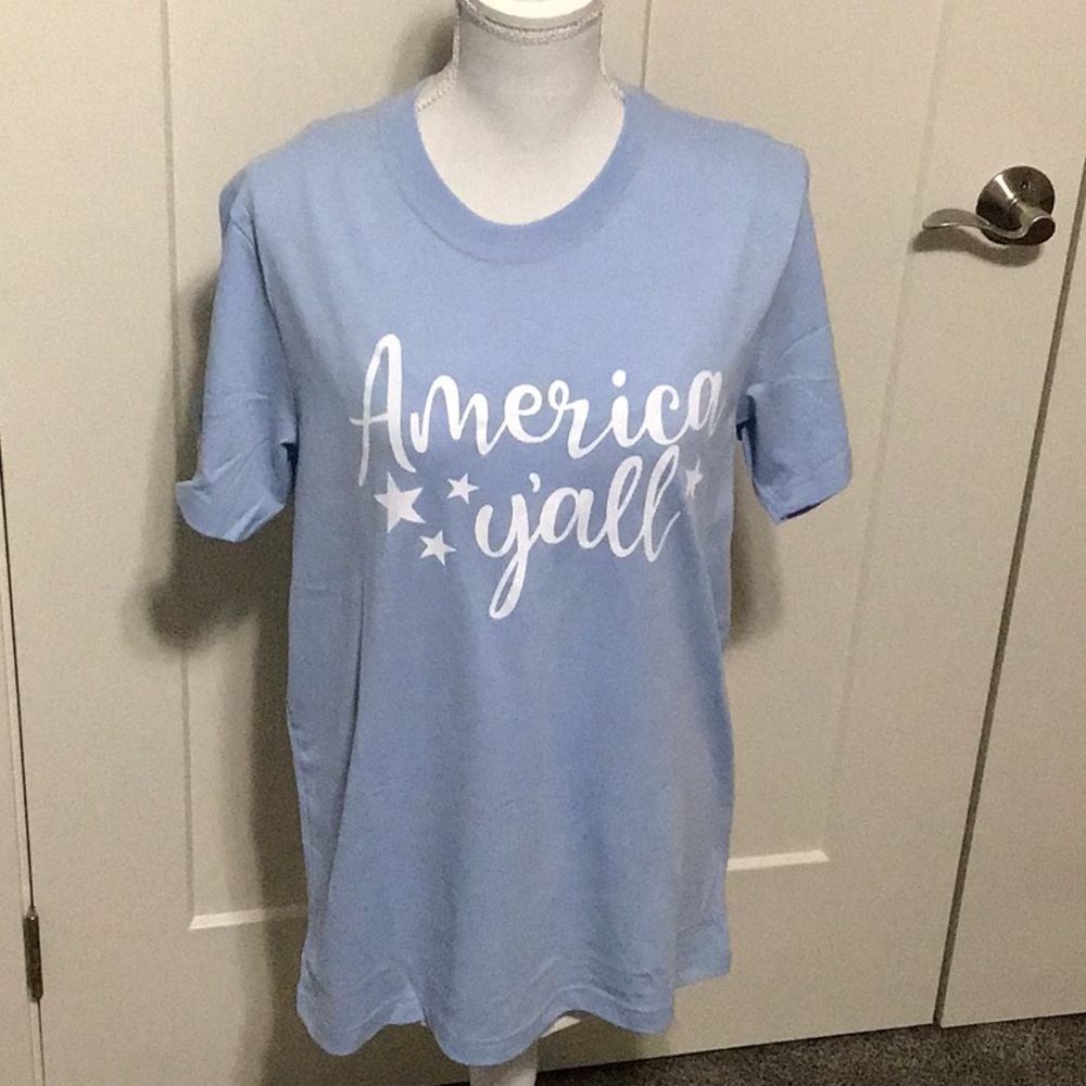 NEW! Styling Size M Blue America y’all Blue T Shirt!